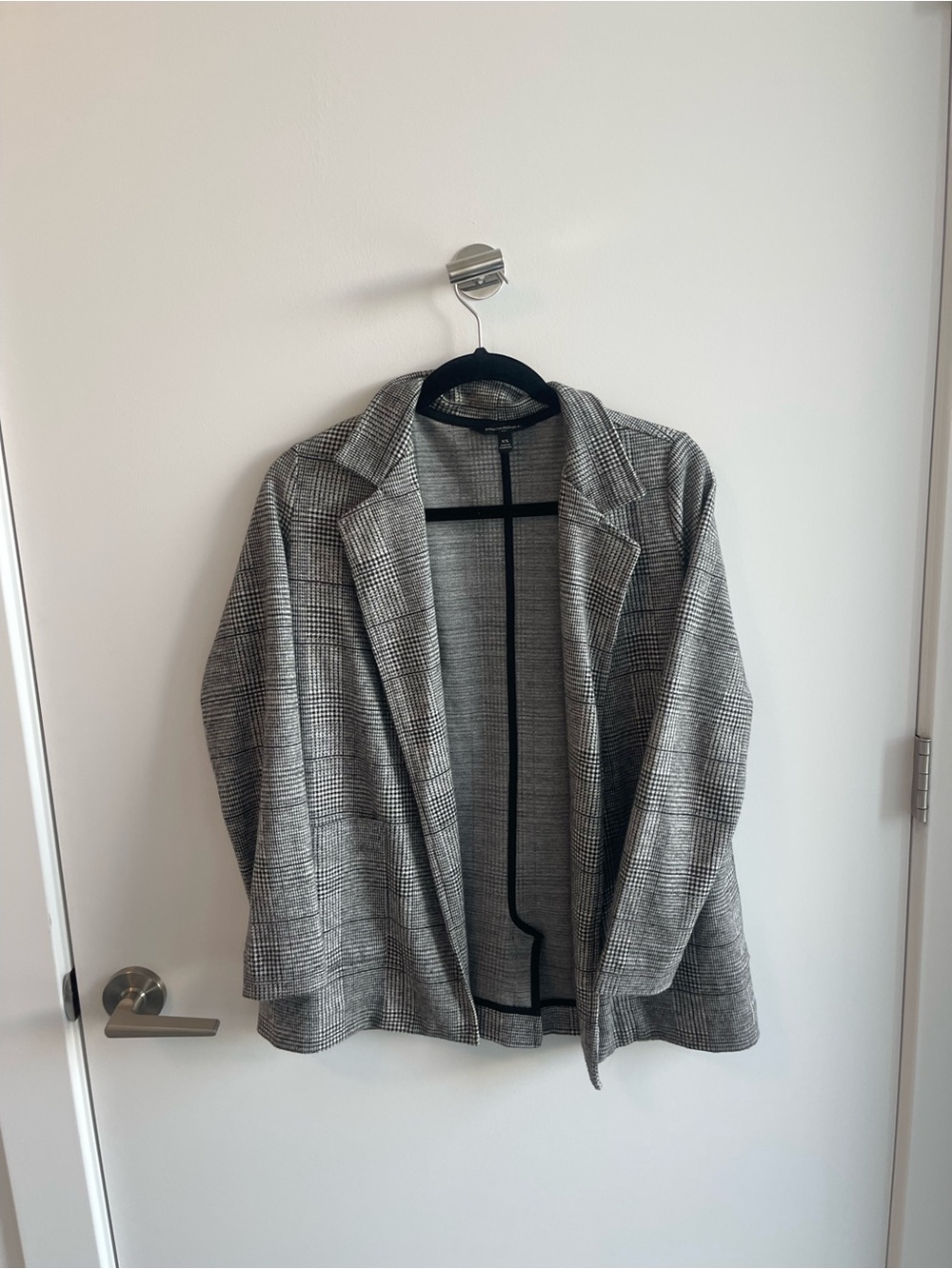 Banana Republic Gray Plaid Open-Front Blazer Jacket Soft